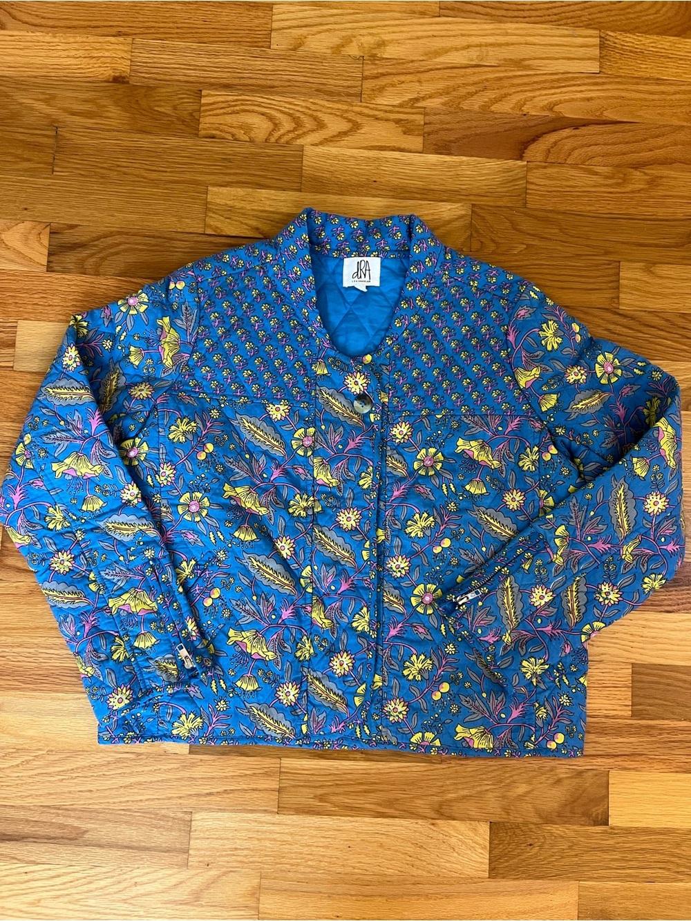 Blue Floral Quilted Jacket